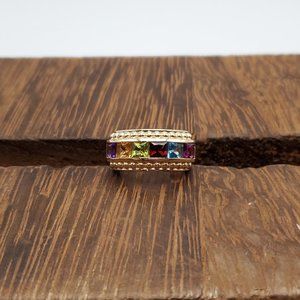 Size 6 Gold Over 925 Sterling Silver Peridot Garnet Citrine Amethyst Topaz Ring